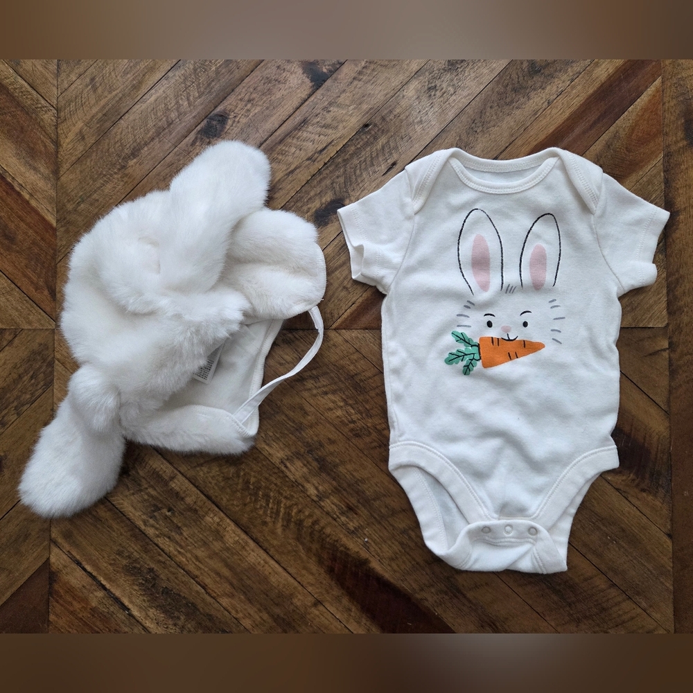 Baby Easter Set - H&M Bunny Hat 2-6 Months And Old Navy Bodysuit 3-6 Months